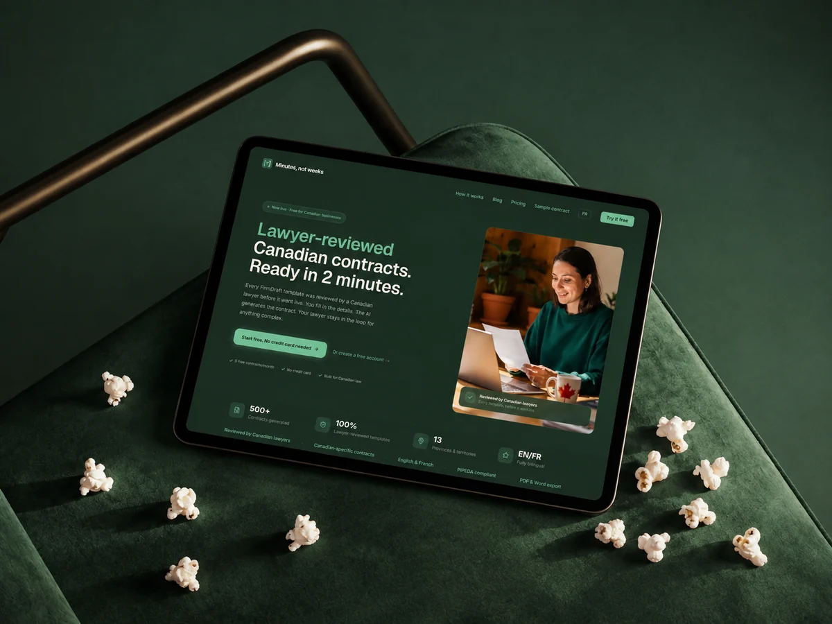 FirmDraft website shown on a tablet